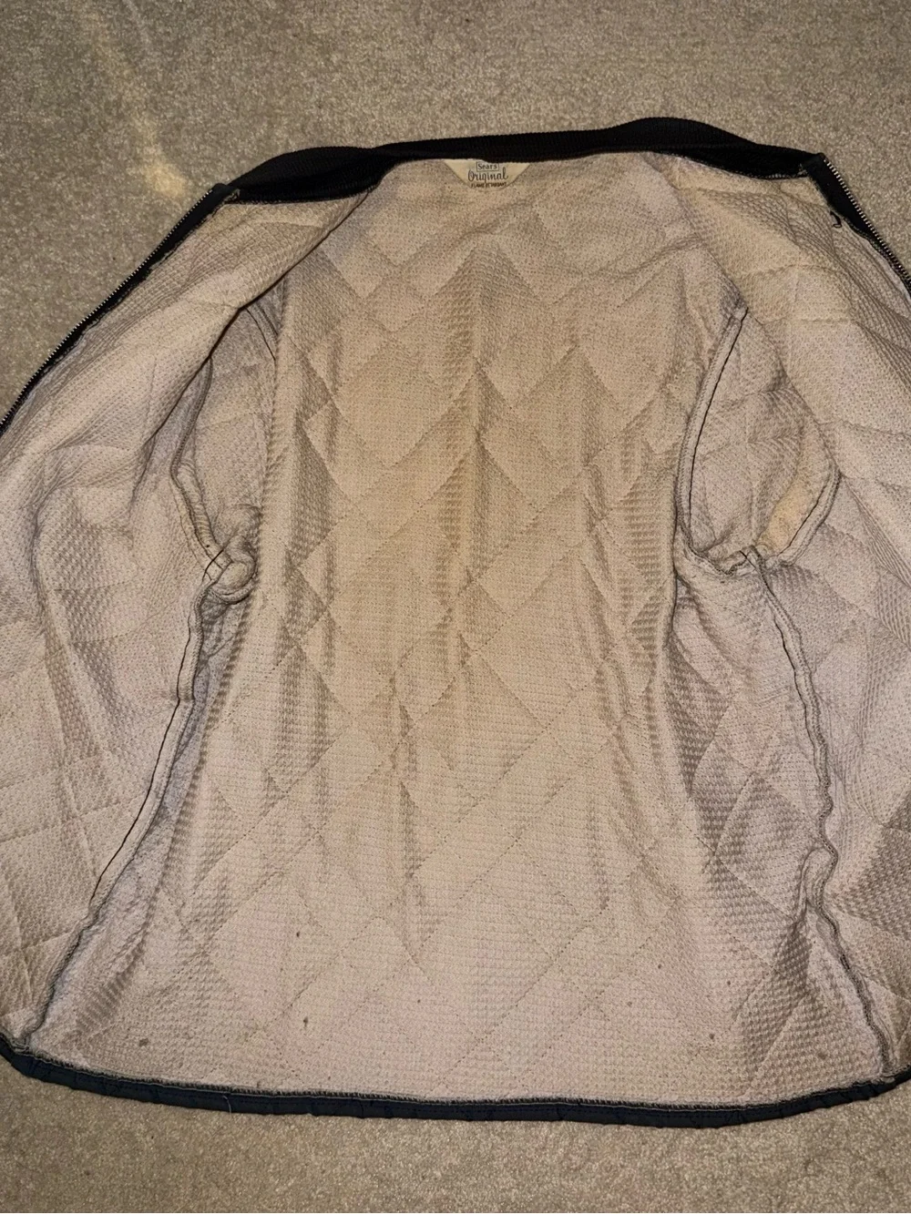 Sears 1970s vintage blue Quilted Bomber Jacket with Cream Sherpa Lining men’s
